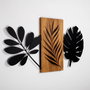 Wallity Leaves 3 Escultura de Pared de Madera y Metal en Nogal y Negro